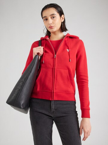 Veste de survêtement GUESS JEANS en rouge : devant