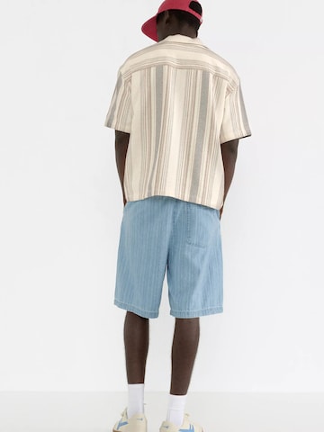Pull&Bear Comfort fit Button Up Shirt in Beige