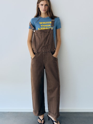 Loosefit Salopette en jean Pull&Bear en marron : devant