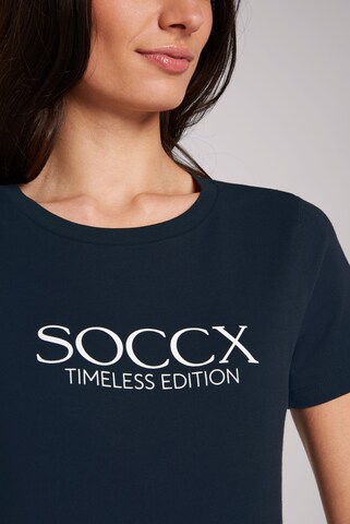 Soccx Basic T-Shirt mit Logo Print in Blau