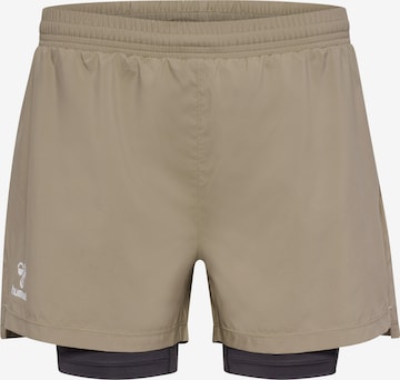 Hummel Regular Workout Pants in Beige: front