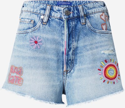 SCOTCH & SODA Kavbojke 'Boyfriend shorts — Back to Nature' | moder denim / rumena / pastelno lila / rdeča barva, Prikaz izdelka