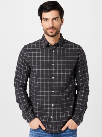 TOM TAILOR - Ajuste regular Camisa en negro: frente