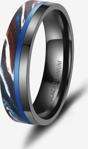 MARRYA Ring 'MARRYA BT-14 Black Titanium Ocean Blue Edition' in Zwart: voorkant