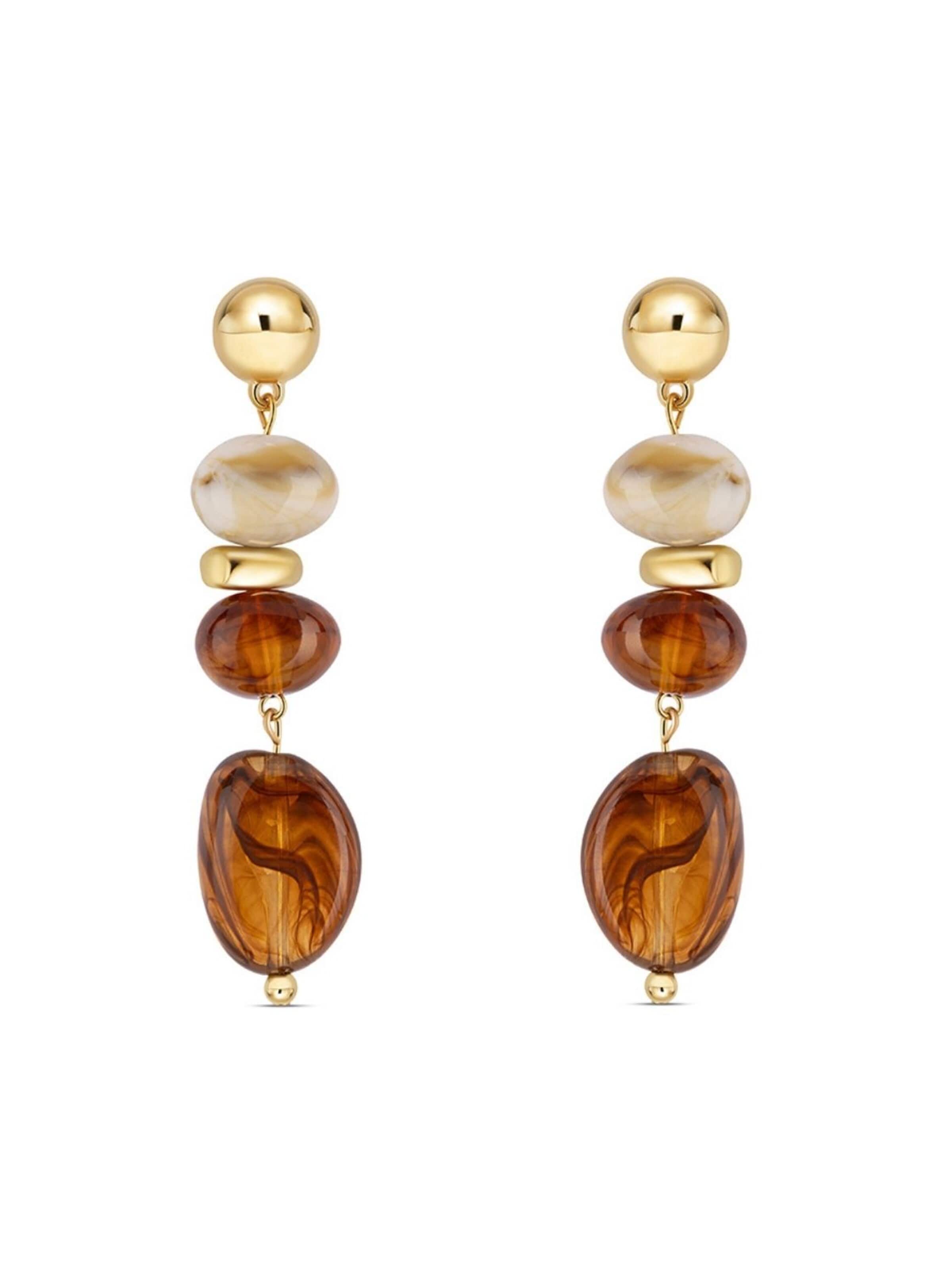 Club Manhattan Earrings 'The Nova' in Brown: front