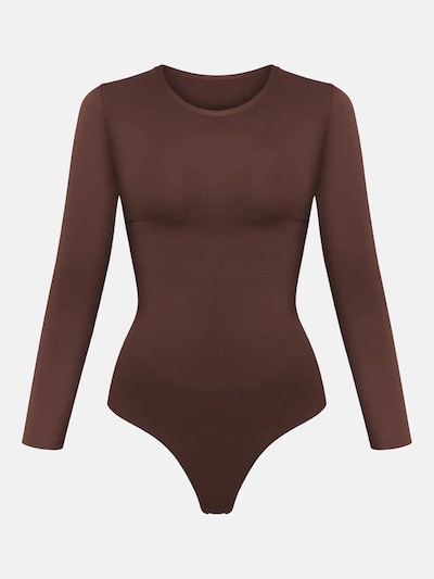 cfab Shaping Bodysuit 'Clean Longsleeve Crewneck Sculpting Bodysuit with String' in XS in Brown, Item view