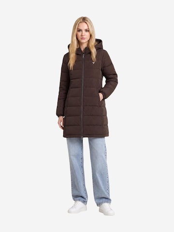 GUESS Vinterfrakke 'NEW ALETA LONG PUFFE V4YL05 WF3X0' i brun: forside