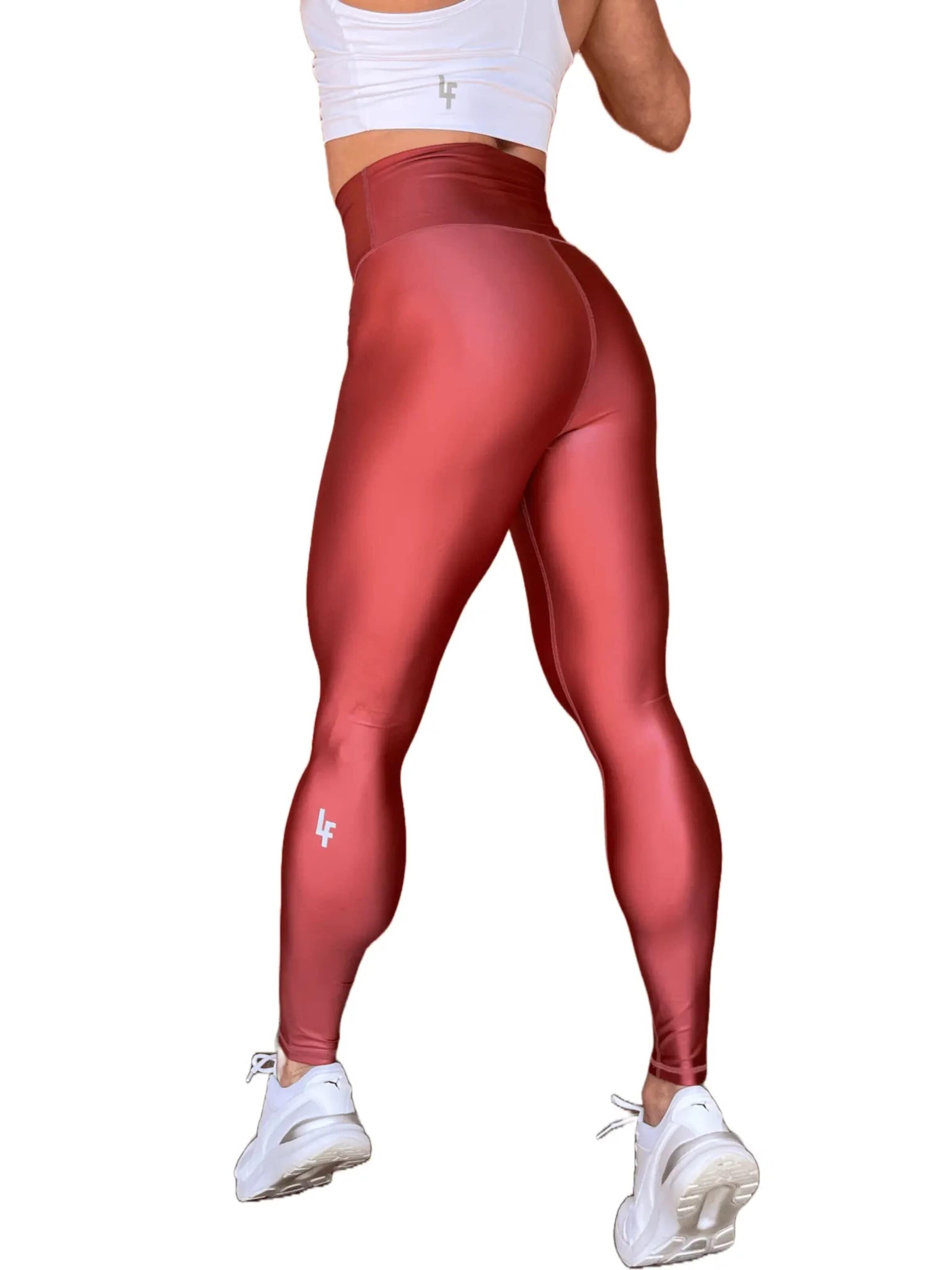 LUXFEEL Skinny Leggings 'High-Waist Pearl Shine Leggings' in Brown