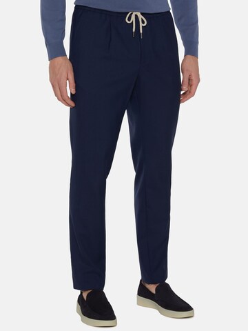 Boggi Milano Regular Pleat-Front Pants in Blue: front