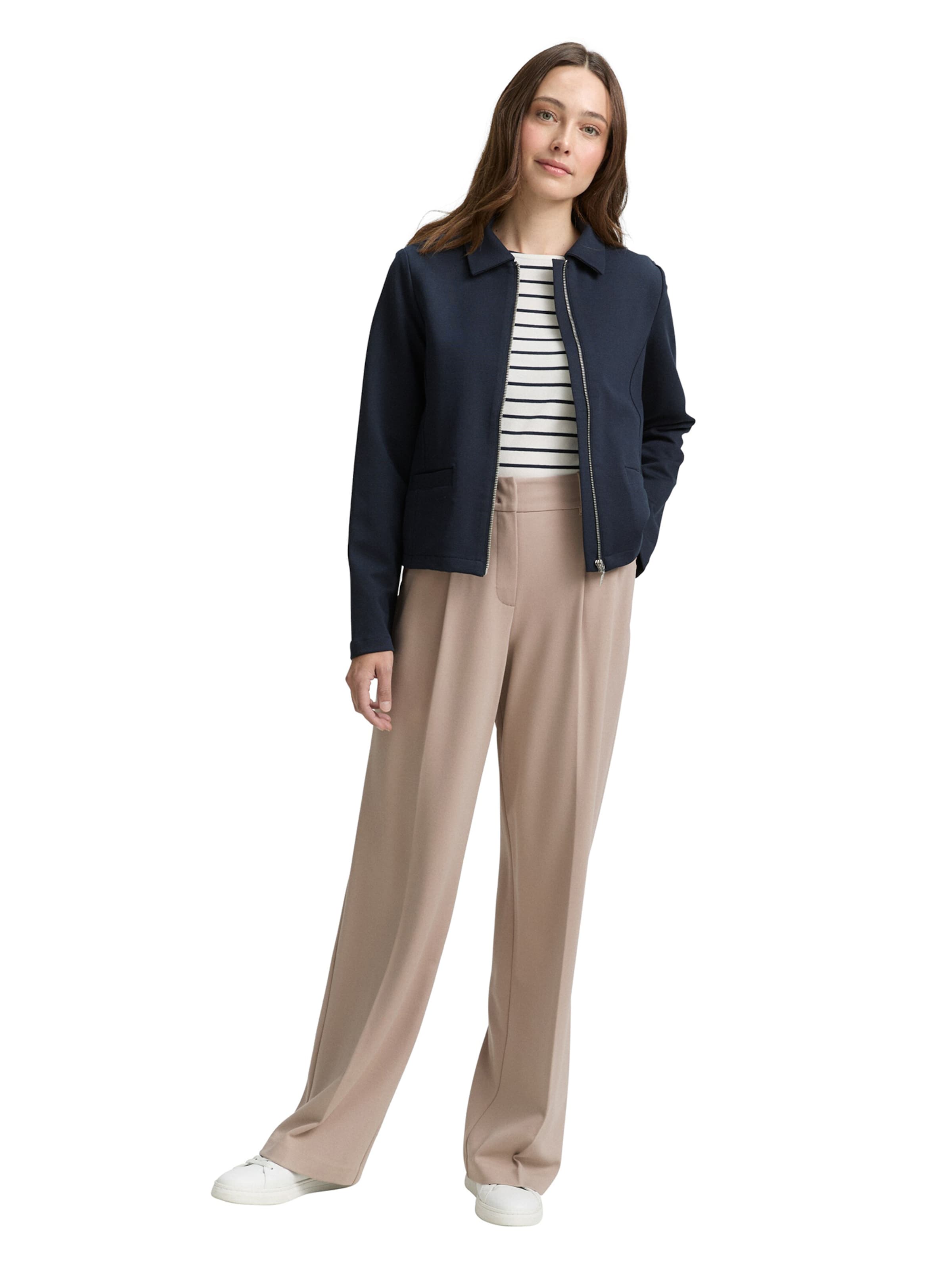 TOM TAILOR Wide leg Pleat-front trousers 'Lea' in Grey