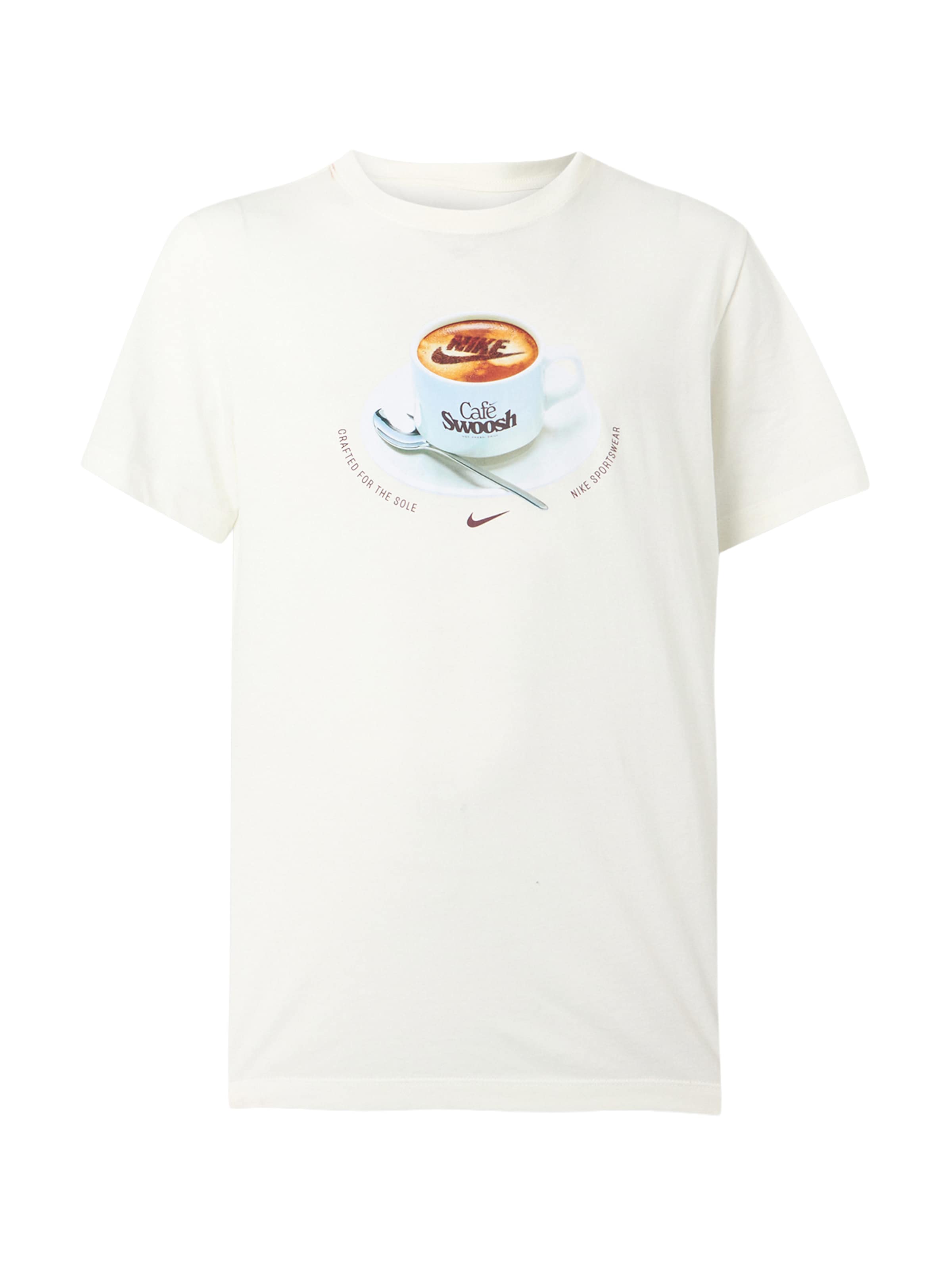 bēšs Nike Sportswear T-Krekls 'CAFE SWOOSH MUG': no priekšpuses
