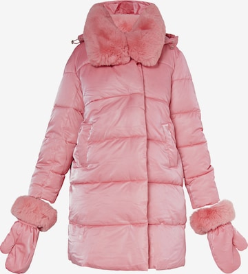 Manteau d’hiver faina en rose : devant