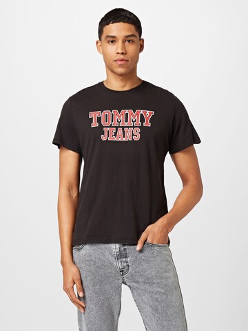 Tommy Jeans Póló 'Essential' - fekete: elől