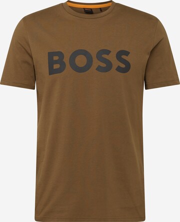 BOSS - Camisa 'Thinking 1' em verde: frente