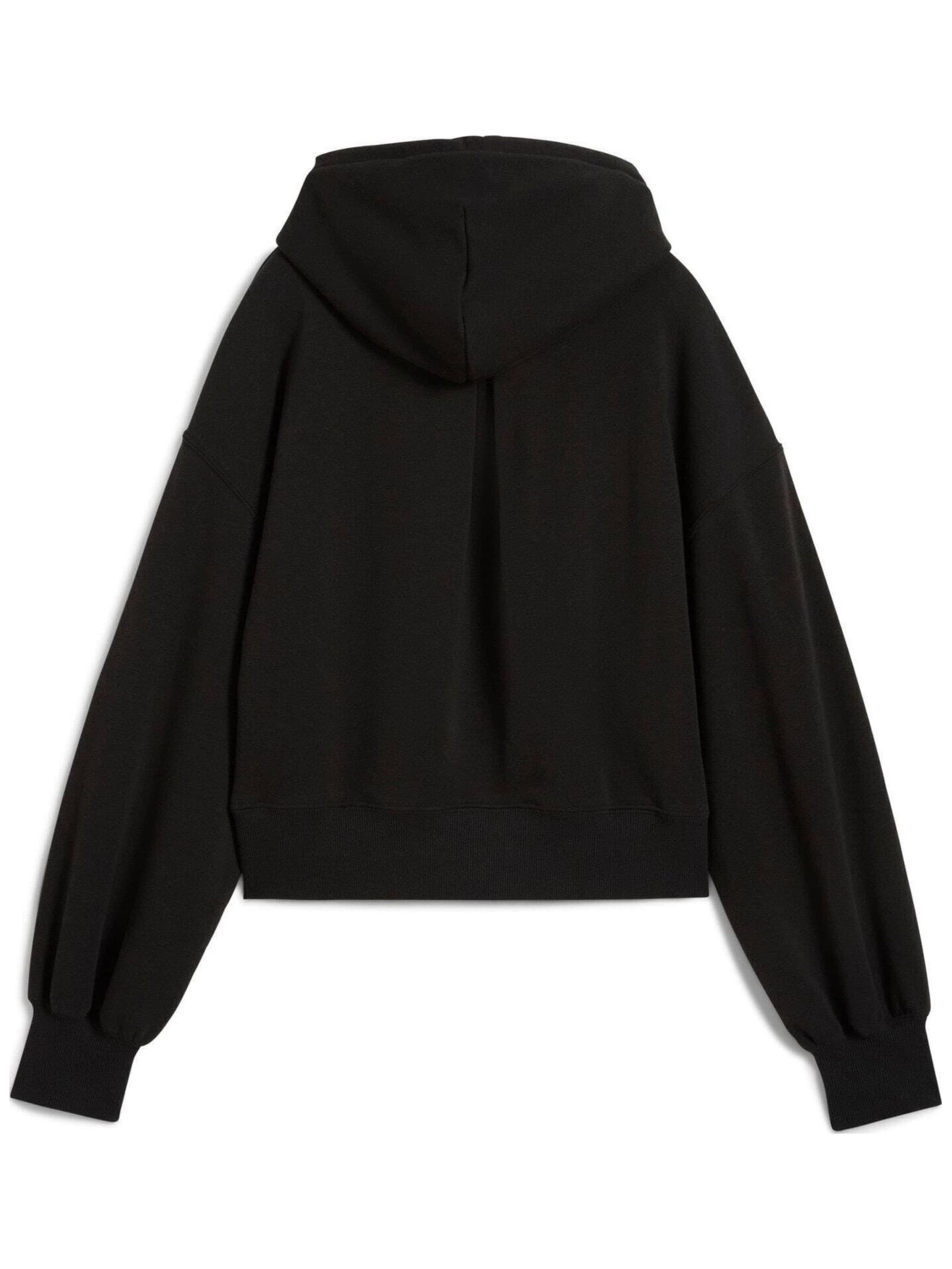 PUMA - Sudadera con cremallera 'Puma Wardrobe Ess Relaxed Cropped Hoodie Tr' en negro