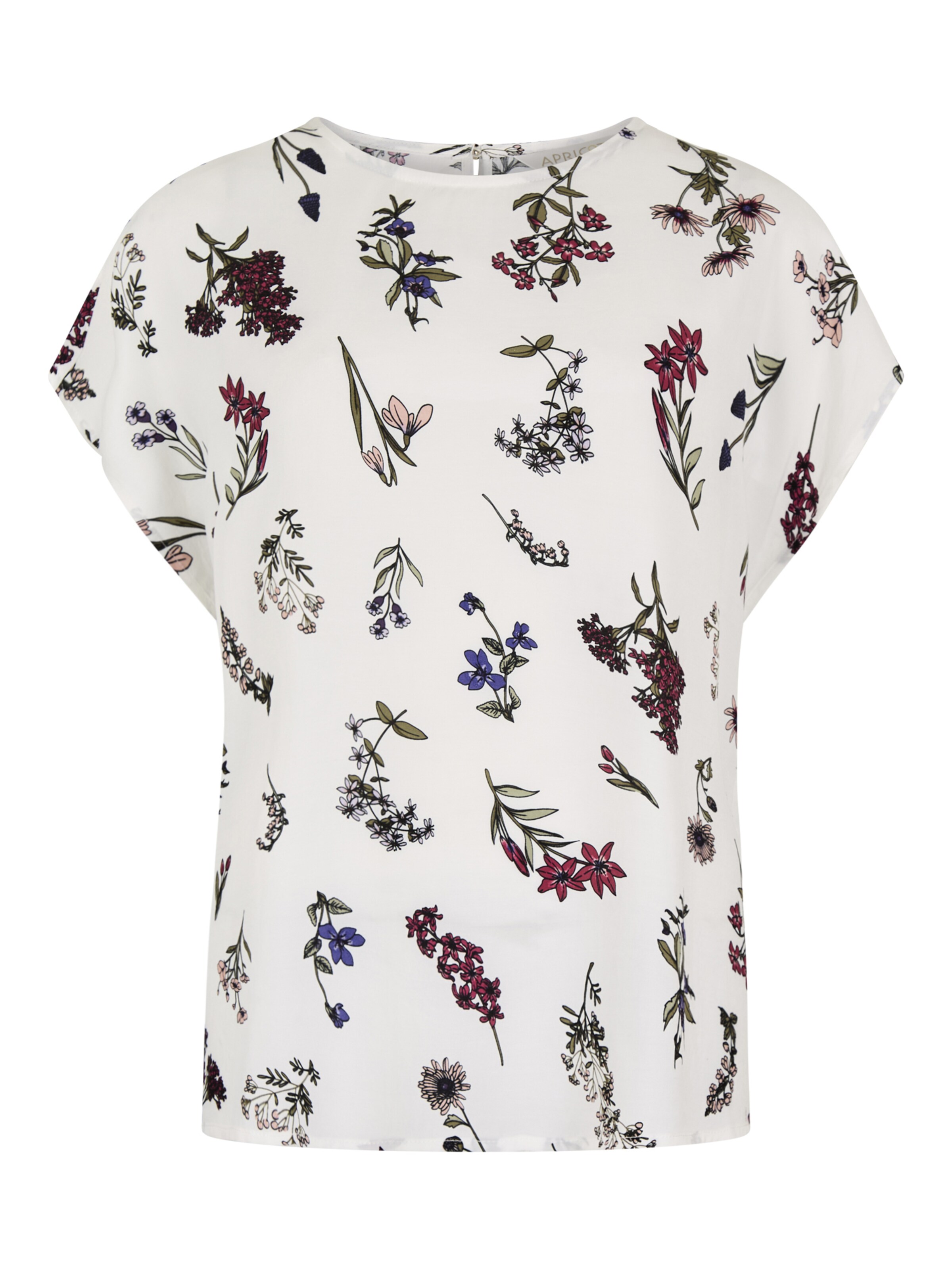 Apricot Botanical Floral Print Woven T-Shirt ' ' in Weiß: Vorderseite