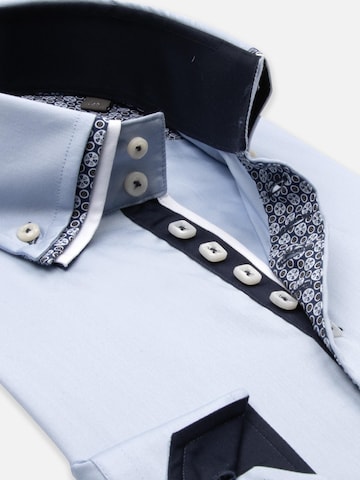 7Camicie Slim fit Zakelijk overhemd 'Vesuvio Iconic Satin Man Shirt Light Blue' in Blauw