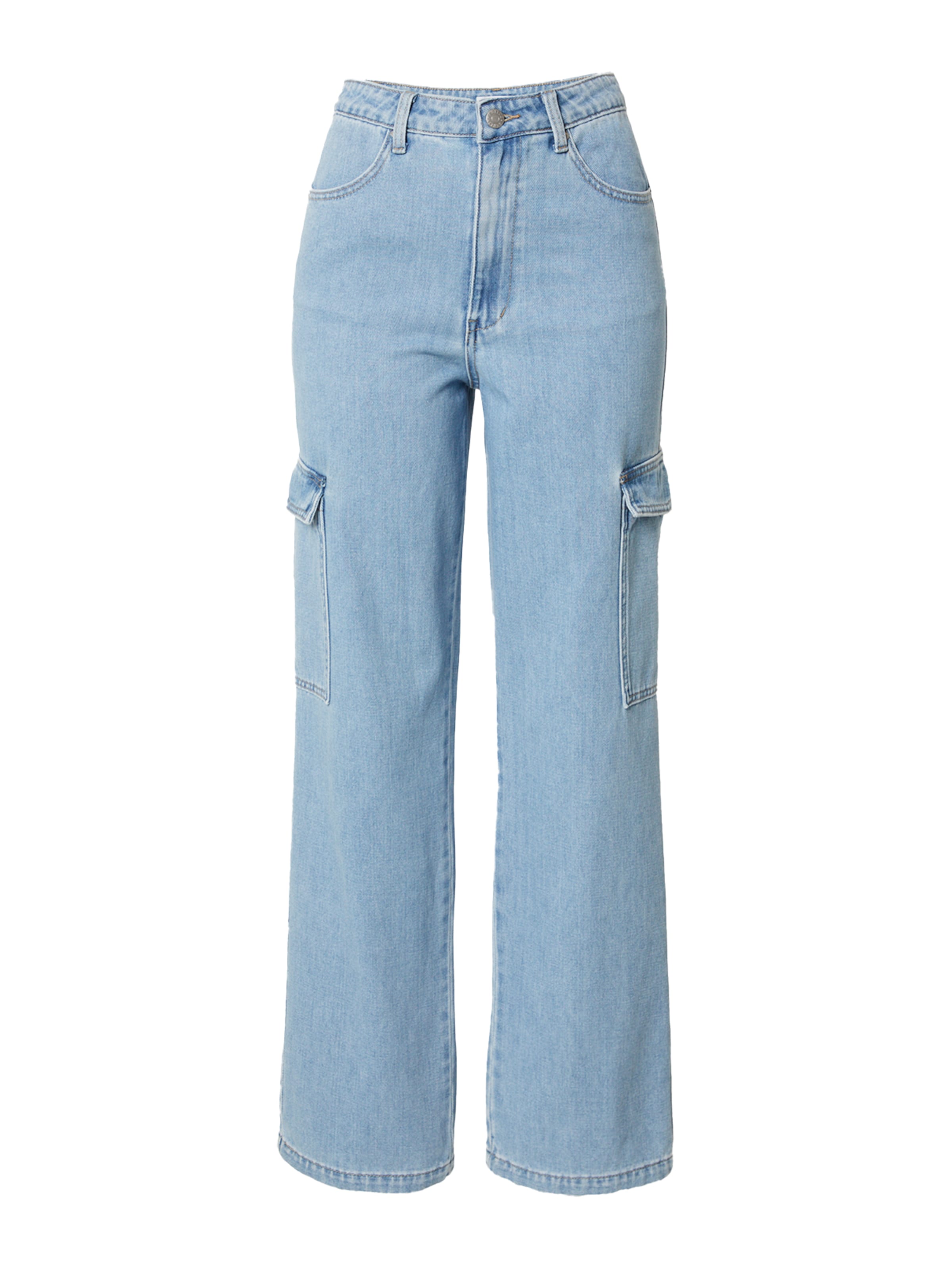 EDITED Wide leg Cargojeans 'Nalu' in Blauw: voorkant