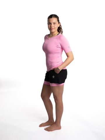 mymotus Regular Sportbroek 'Mymotus® Ladies Comfort Running Twin Shorts Black- Begonia Pink RW81' in Zwart