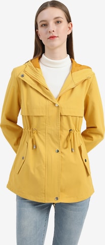 KoJooin Płaszcz funkcyjny 'Damen lange Kapuzen-Regenjacke mit Taille – Wasserdichter Windbreaker und Outdoor-Mantel für Schutz' w kolorze żółty: przód