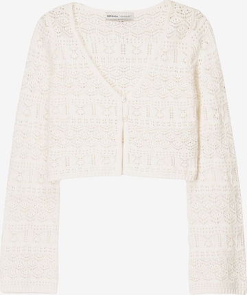 Bershka Knit cardigan in Beige: front