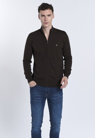 DENIM CULTURE Knit cardigan 'Leopoldo' in Brown: front