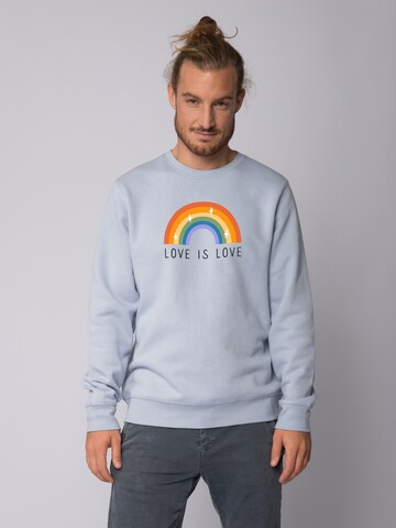Watapparel Sweatshirt ' Love is Love ' in Blauw: voorkant