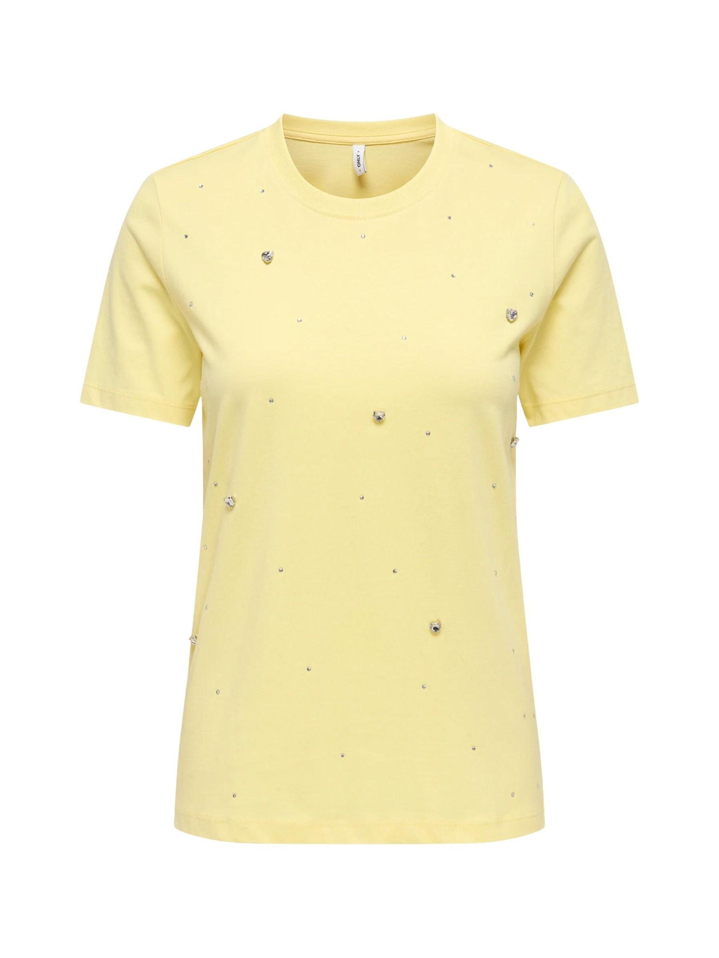 ONLY T-shirt 'STONE' i gul: framsida