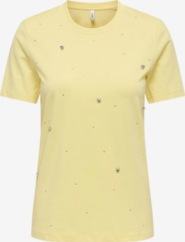ONLY T-shirt 'STONE' i gul: framsida