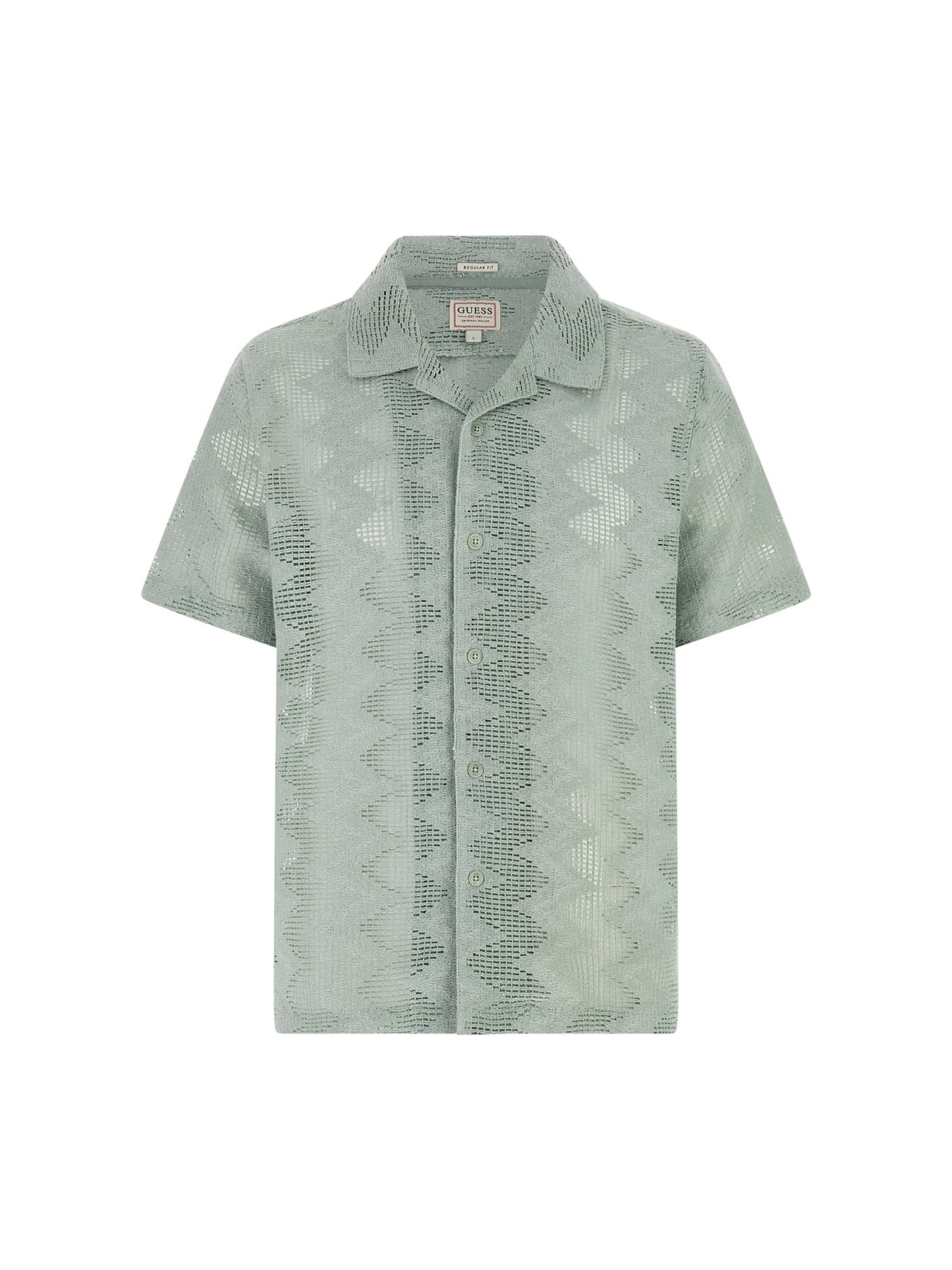 GUESS Regular fit Overhemd 'Lattice' in Groen: voorkant