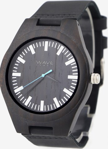 Wave Hawaii Analoog horloge ' Ebenholz/Leder ' in Zwart: voorkant