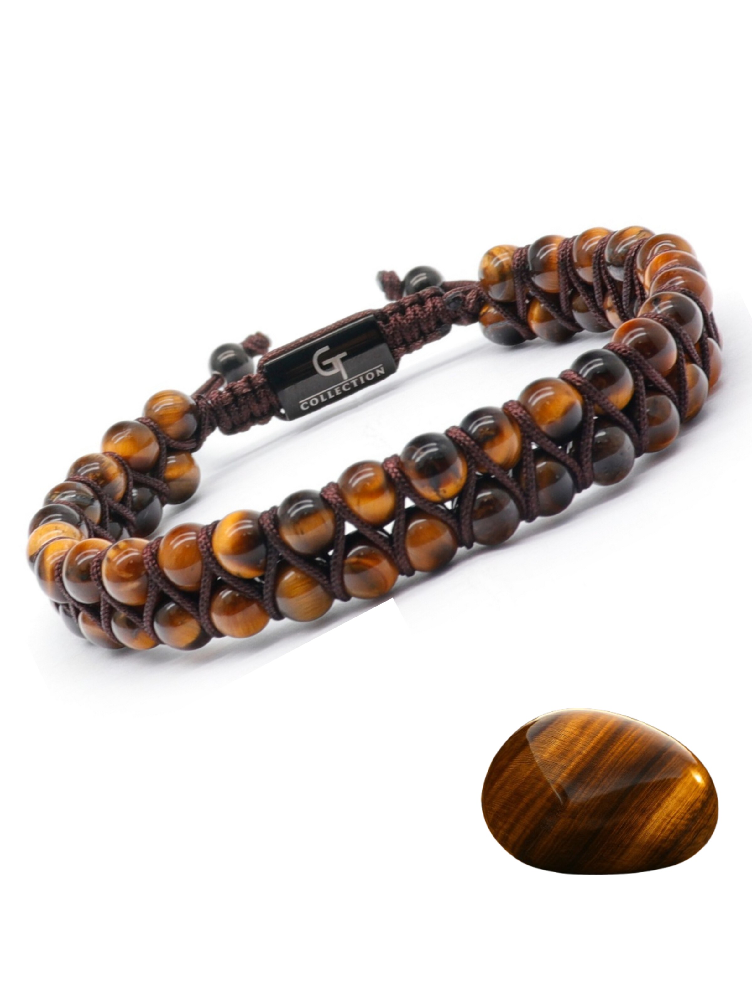 GT Collection - Pulsera 'Double-Bead' en marrón: frente