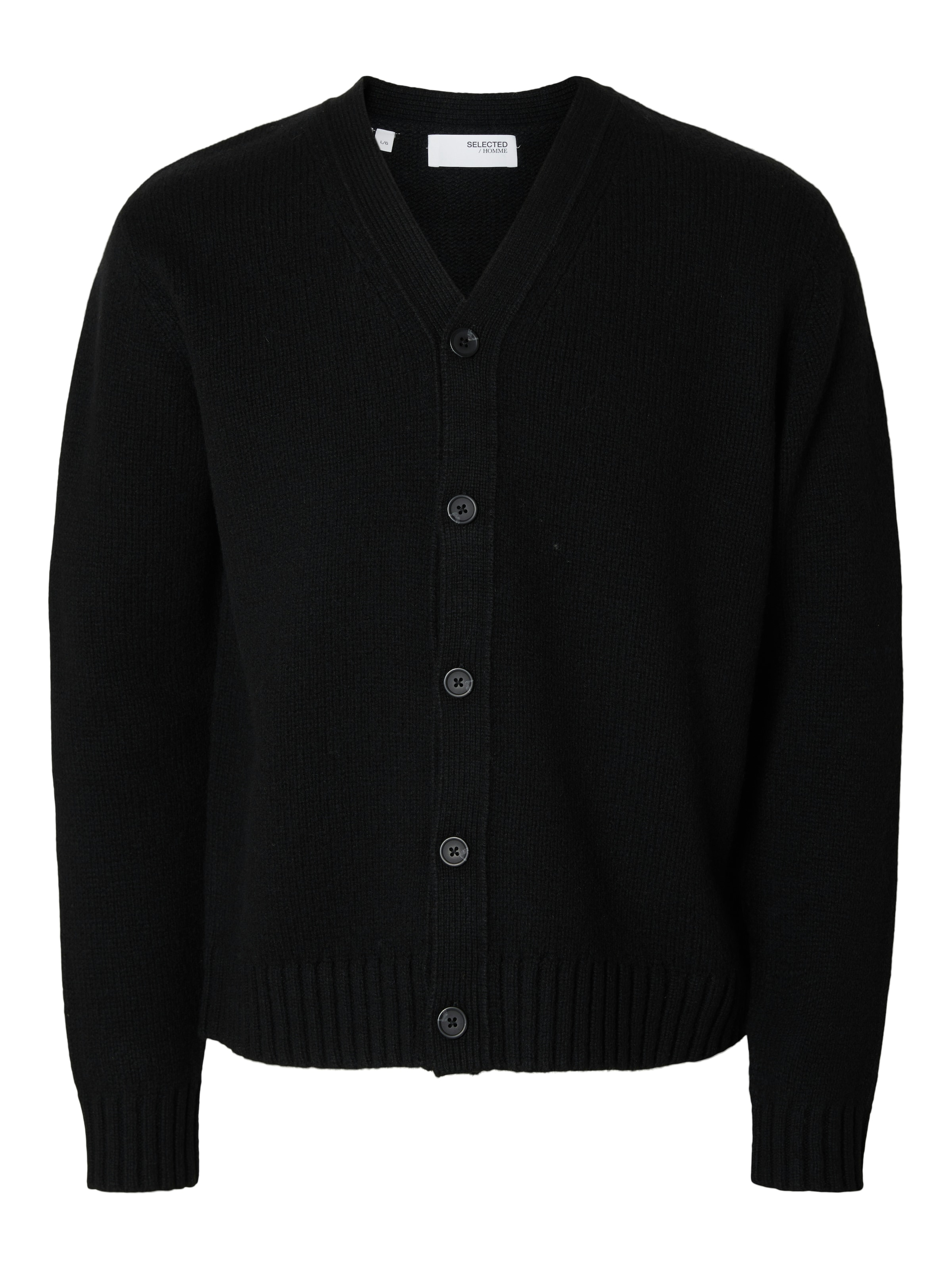 SELECTED Gebreid vest 'SLHCody' in Zwart: voorkant