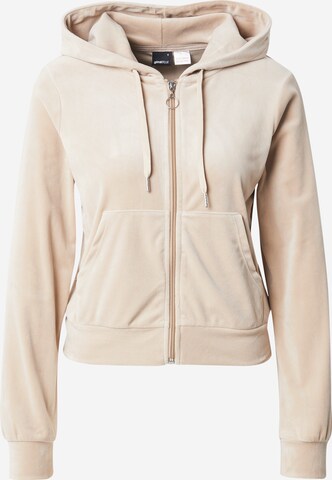 Veste de survêtement Gina Tricot en beige : devant