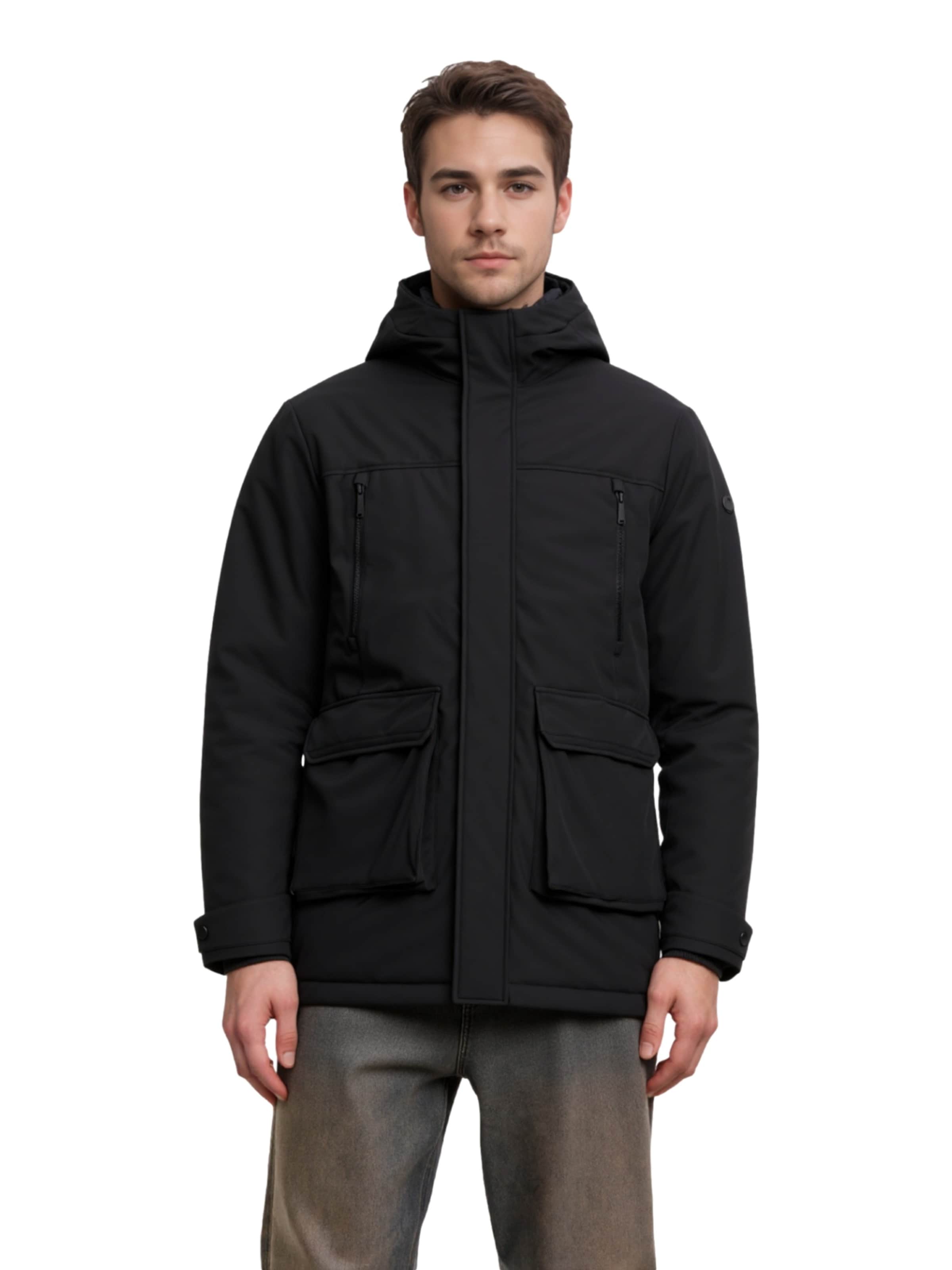 JACK & JONES Přechodová parka 'JJCLARK' – černá: přední strana