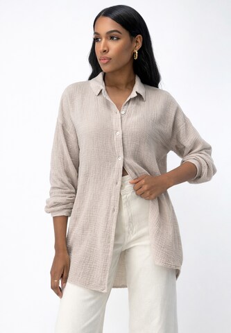 Chemisier Elara en beige : devant