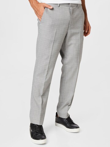 BURTON MENSWEAR LONDON Regular Trousers with creases in Grey: front