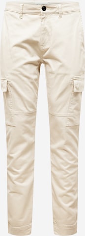 Coupe slim Pantalon cargo TOM TAILOR en beige : devant