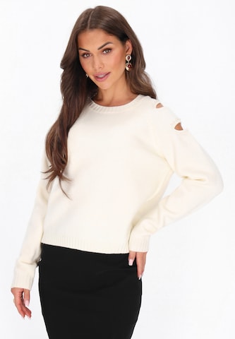 Pull-over faina en blanc : devant