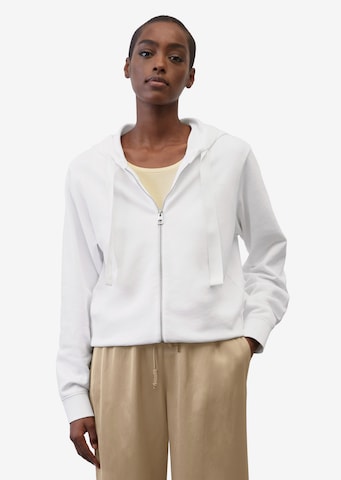 Marc O'Polo Zip-Up Hoodie in White: front