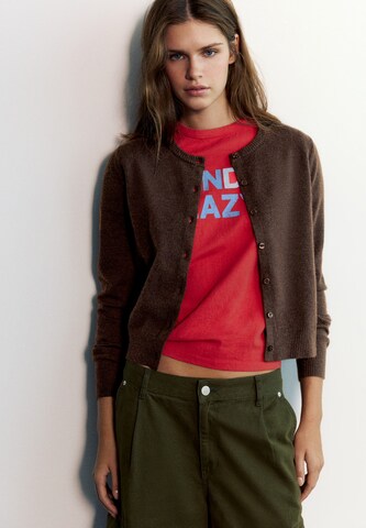 Pull&Bear Gebreid vest in Bruin: voorkant