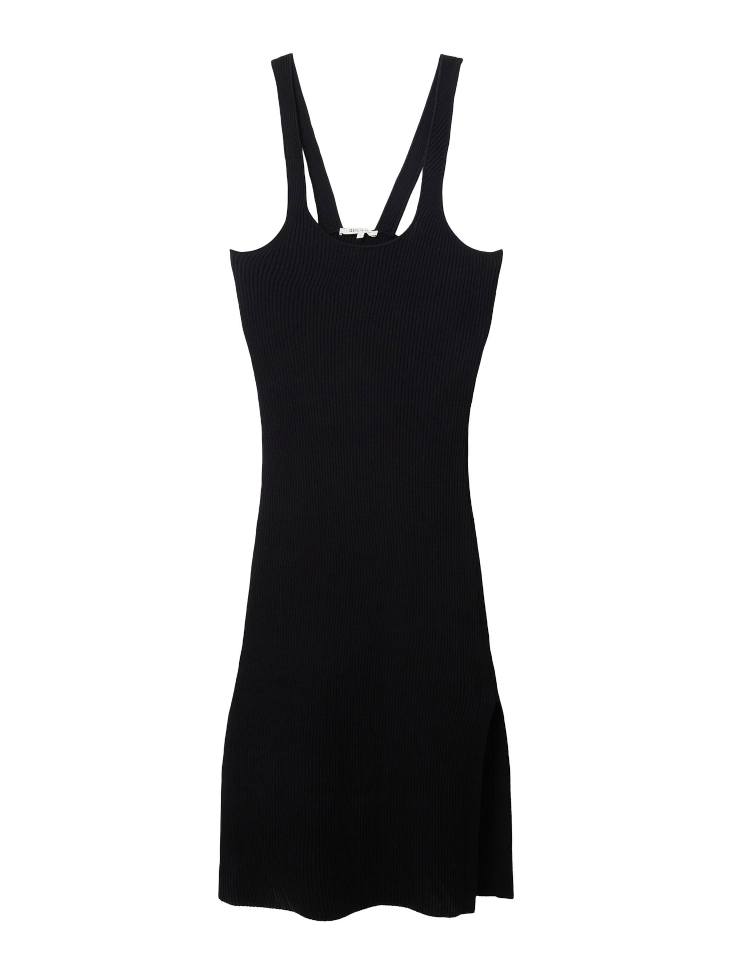 TOM TAILOR DENIM Трикотажное платье в Черный: спереди