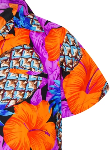 Maglietta 'Pineapple Hibiscus Black Line' di King Kameha in lilla