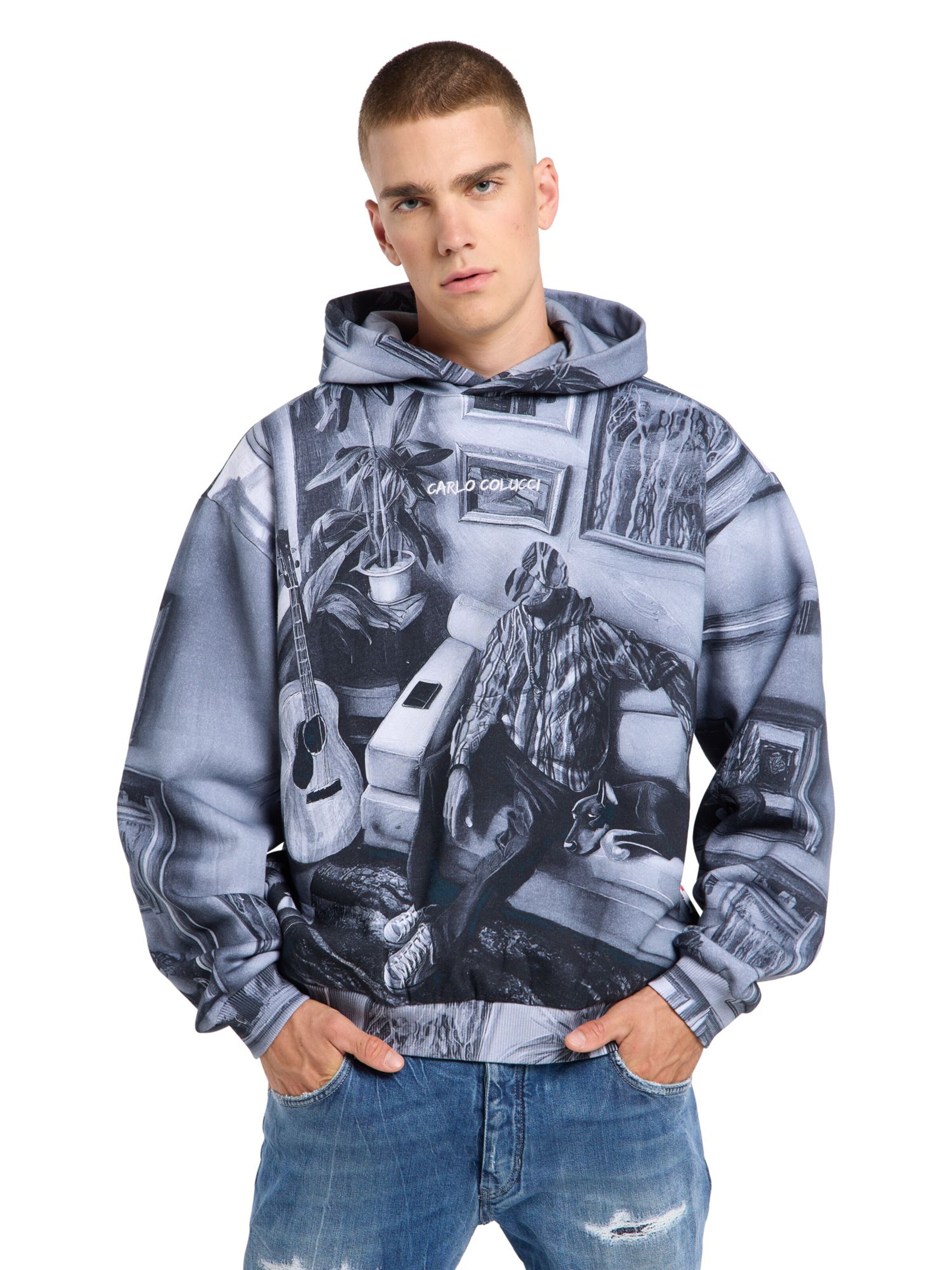 Carlo Colucci Sweater 'Ermini' in Blue: front