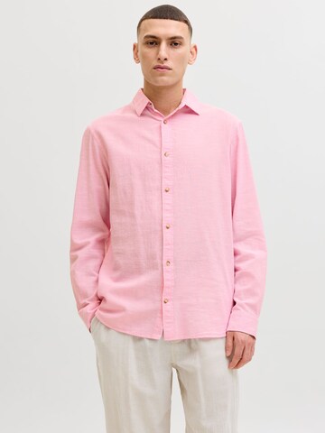 JACK & JONES Regular fit Button Up Shirt 'JJESummer' in Pink: front