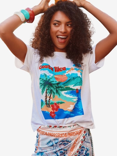 love & roses Shirt in de kleur Blauw / Groen / Pasteloranje / Wit, Productweergave