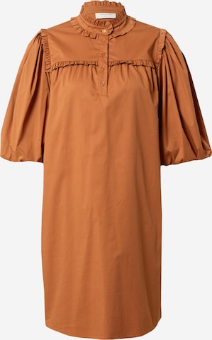 Freequent Shirt Dress in Brown: front