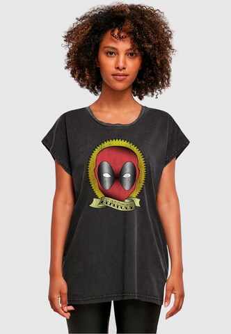 ABSOLUTE CULT Shirt 'Deadpool - Tattoo Print' in Black: front