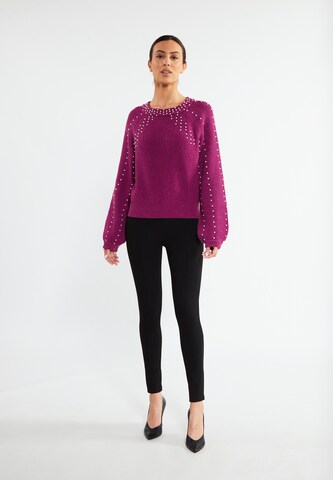 Pullover di faina in rosa