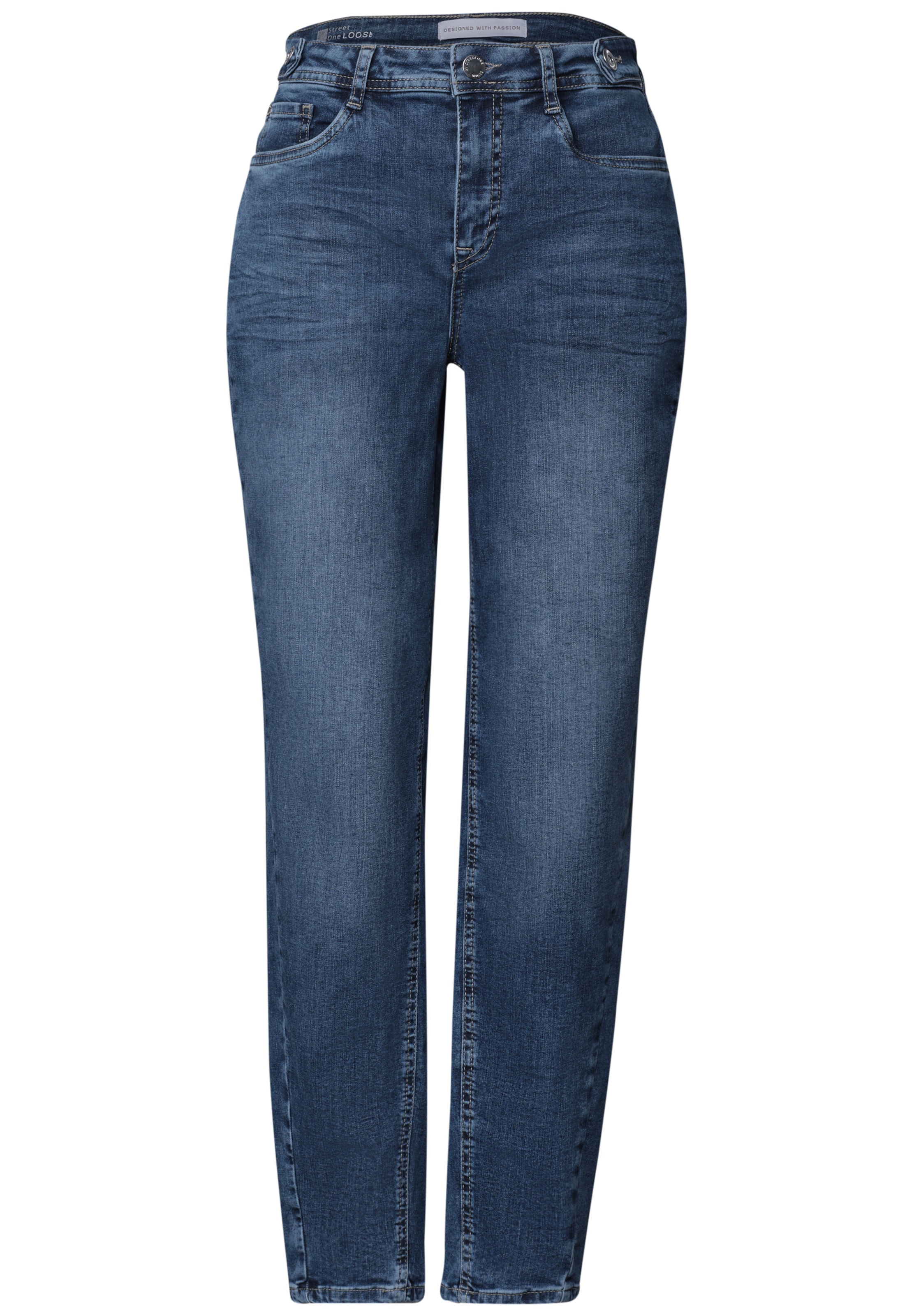 STREET ONE Loosefit High Waist Barrel Leg Jeans im Loose Fit in Blau: Vorderseite